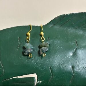 Green Moss Agate Dangle Earrings
